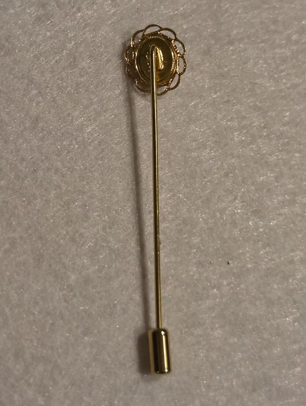 Vintage Goldtone Stick Pin with Deep Red Cabochon Accent - Picture 2 of 2